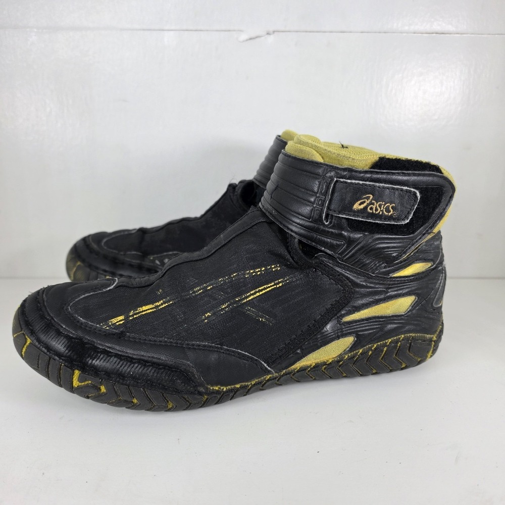 ASICS 54 Wrestling Shoes Mens Fit Sz 9 VTG 2000s Rulons Rare Black Yellow Kolats - Picture 5 of 10